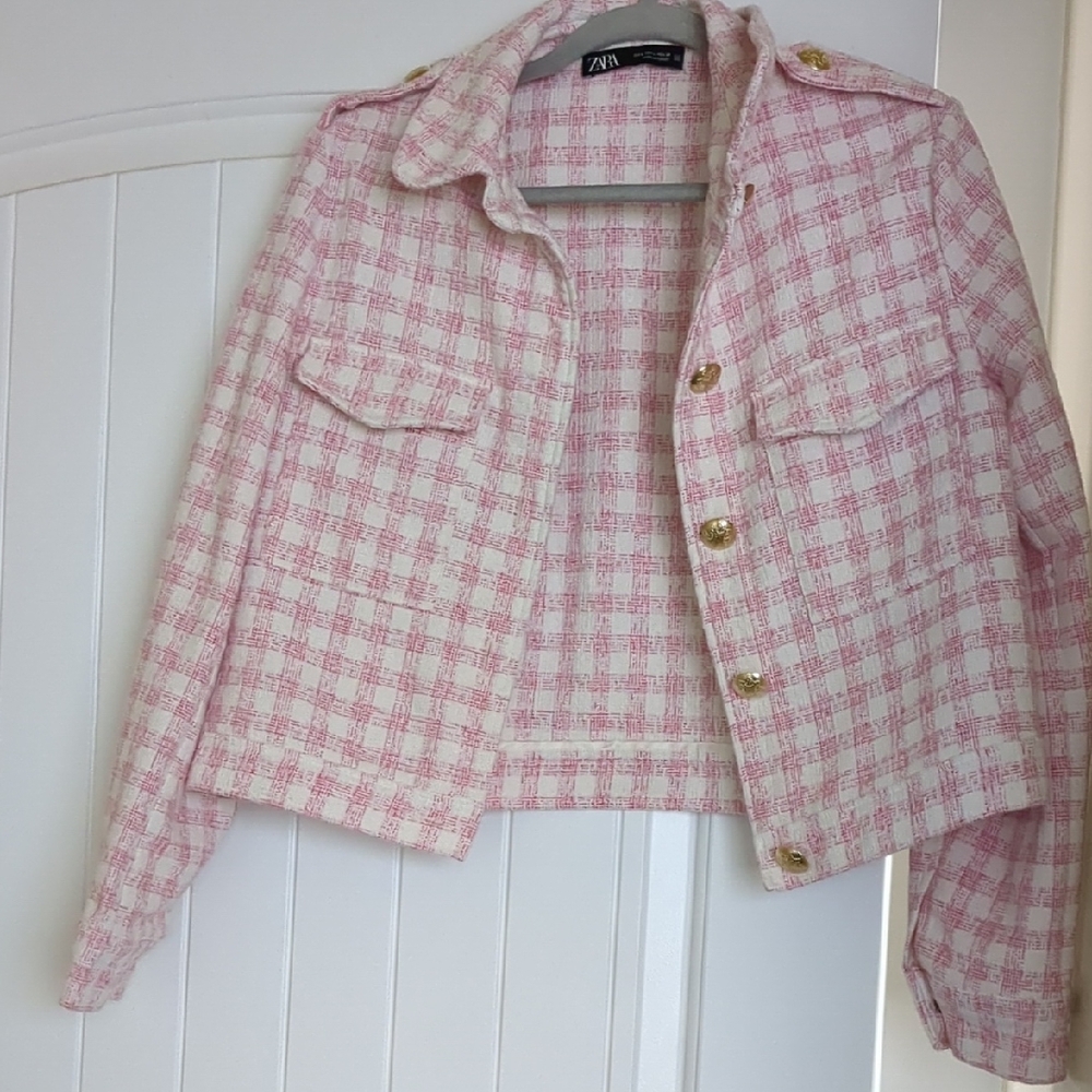 Zara Pink Plaid Jacket